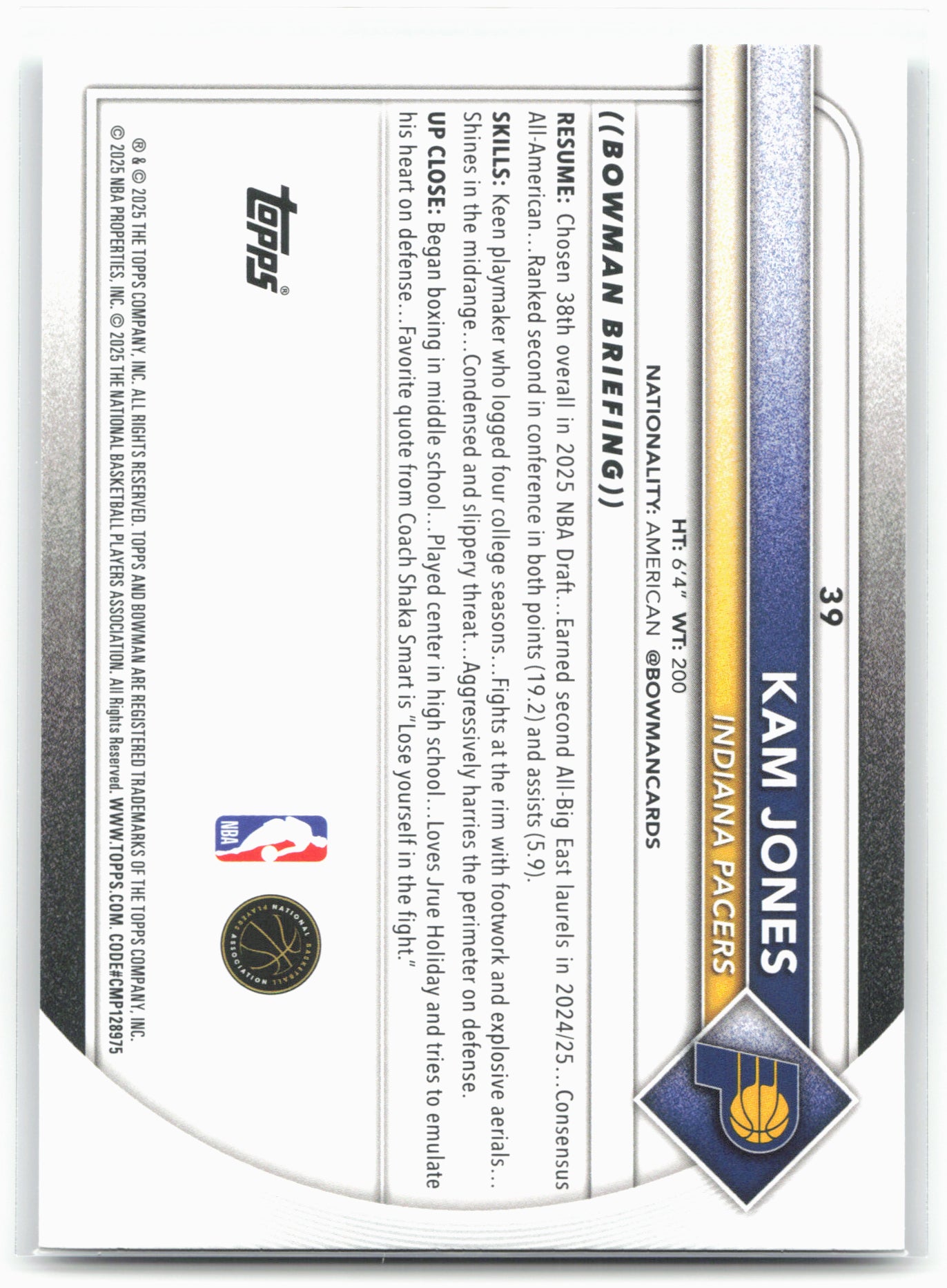 2025-26 Bowman #39 Kam Jones