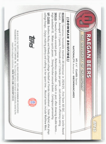 
2025-26 Bowman #BPP-65 Raegan Beers Prospects 27973