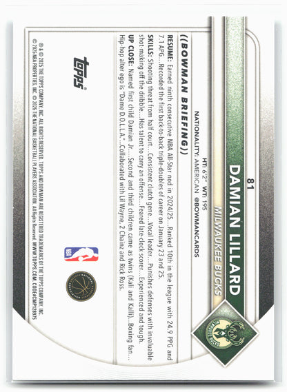 2025-26 Bowman #81 Damian Lillard