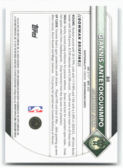 2025-26 Bowman #80 Giannis Antetokounmpo