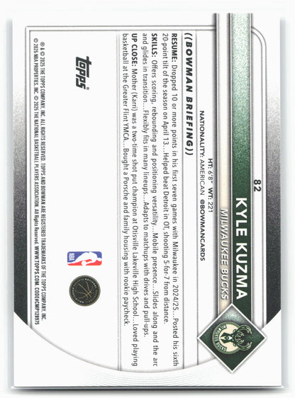 2025-26 Bowman #82 Kyle Kuzma