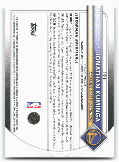 2025-26 Bowman #191 Jonathan Kuminga
