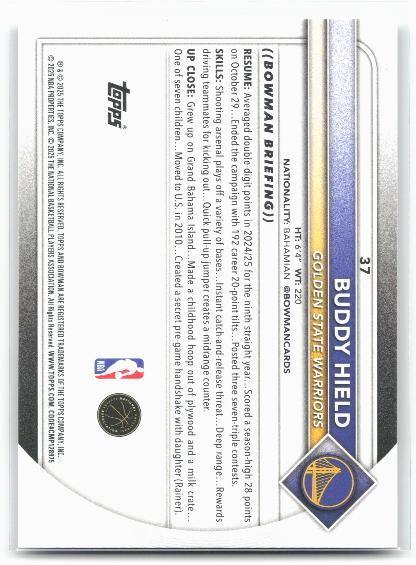 2025-26 Bowman #37 Buddy Hield