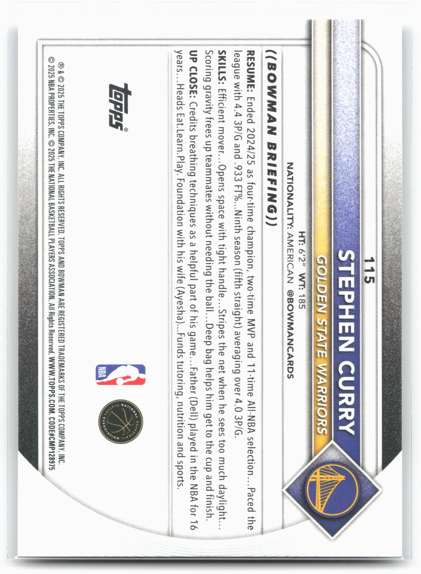 2025-26 Bowman #115 Stephen Curry