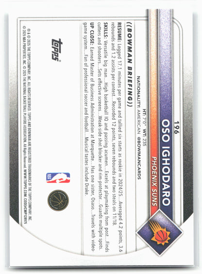 2025-26 Bowman #196 Oso Ighodaro