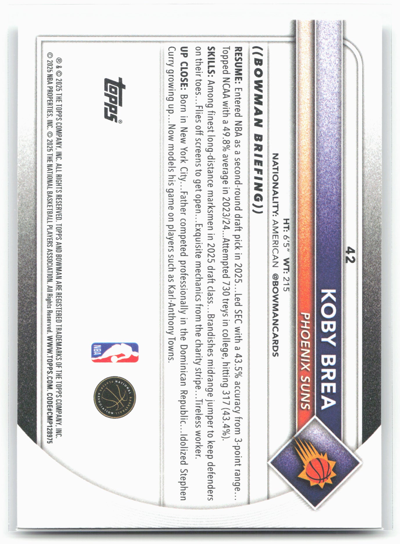 2025-26 Bowman #42 Koby Brea