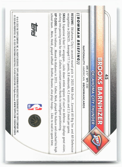 2025-26 Bowman #45 Brooks Barnhizer