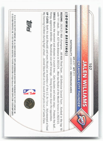2025-26 Bowman #107 Jalen Williams