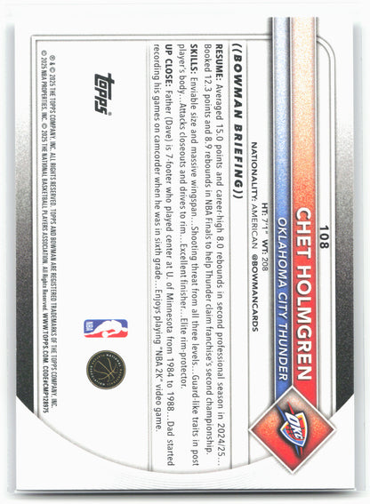 2025-26 Bowman #108 Chet Holmgren