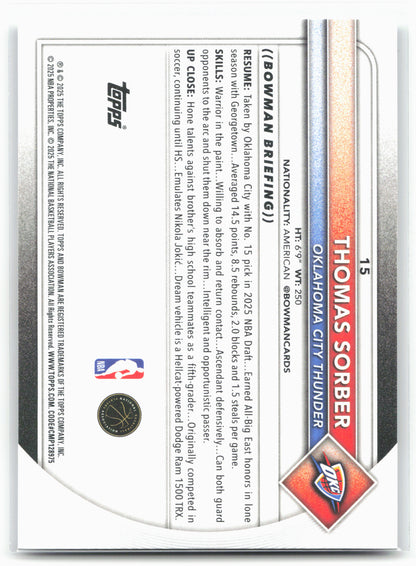 2025-26 Bowman #15 Thomas Sorber