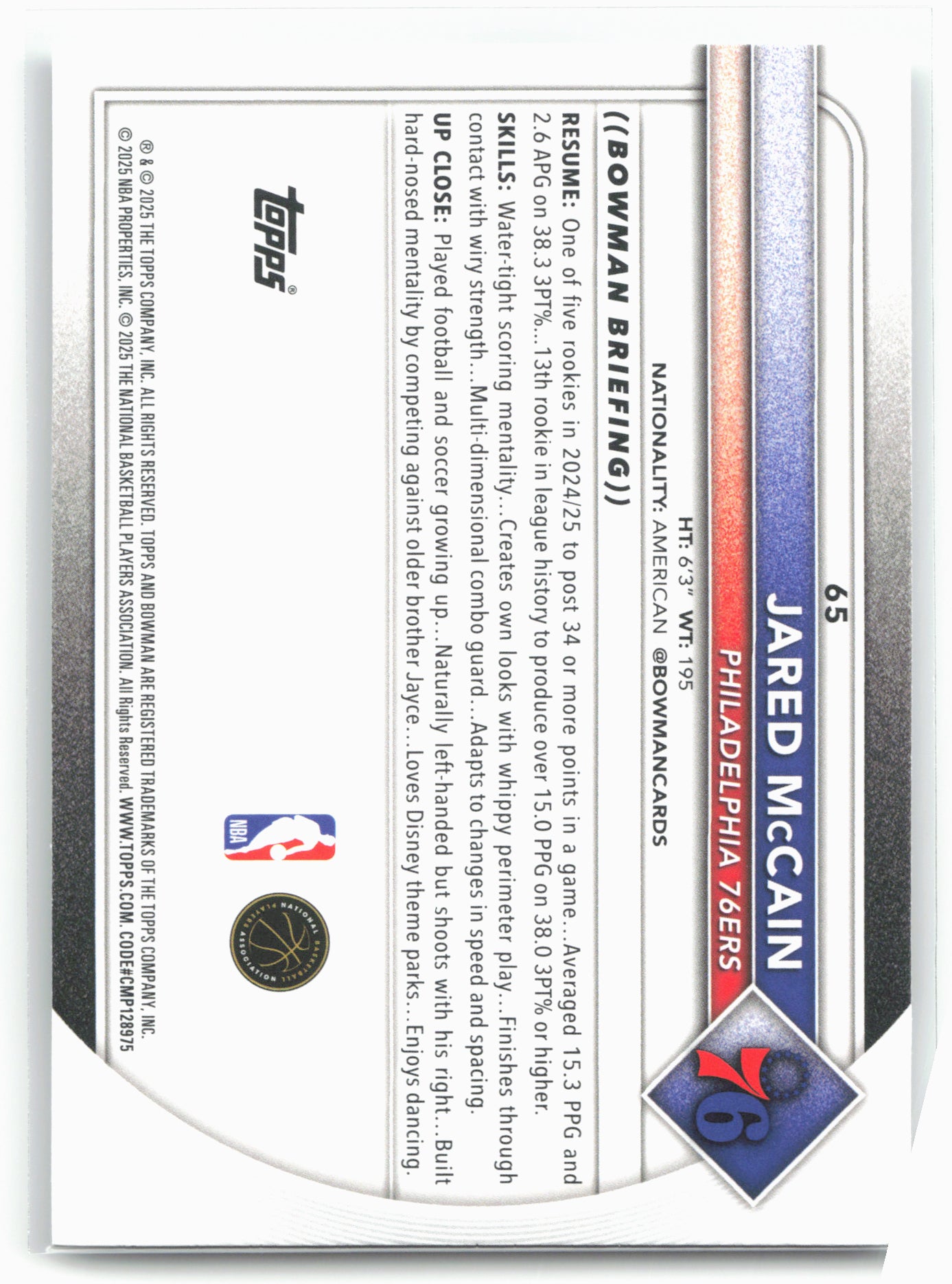 2025-26 Bowman #65 Jared McCain