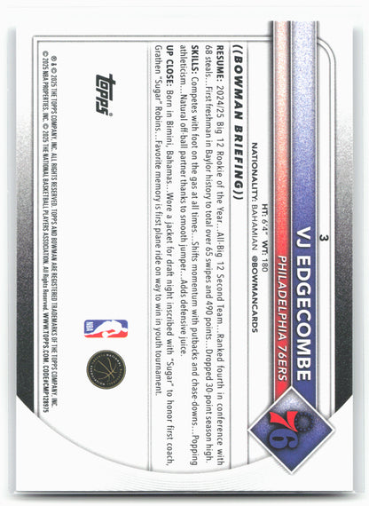 2025-26 Bowman #3 VJ Edgecombe