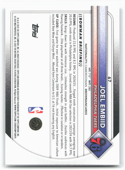 2025-26 Bowman #67 Joel Embiid