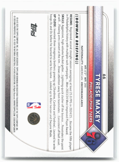 2025-26 Bowman #66 Tyrese Maxey