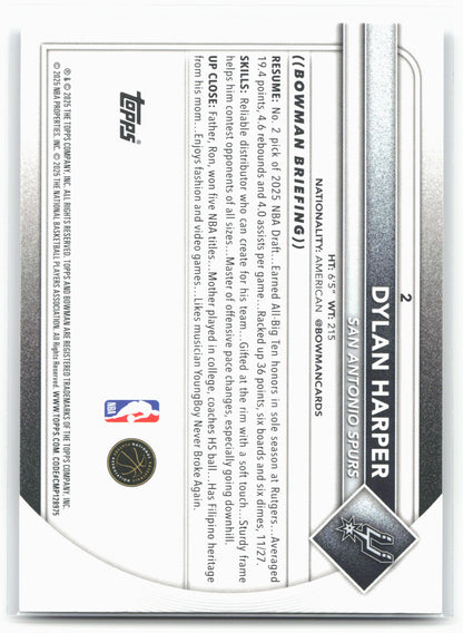2025-26 Bowman #2 Dylan Harper