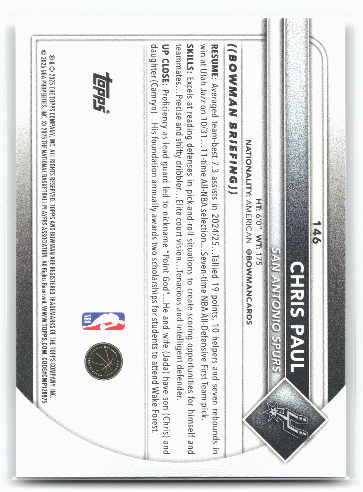 2025-26 Bowman #146 Chris Paul