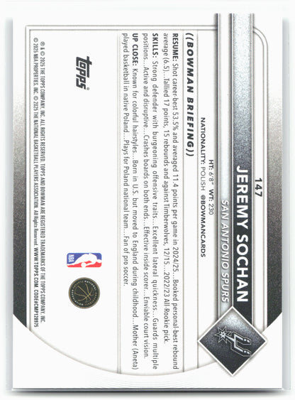2025-26 Bowman #147 Jeremy Sochan