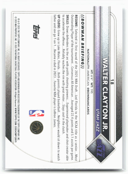 2025-26 Bowman #18 Walter Clayton Jr.
