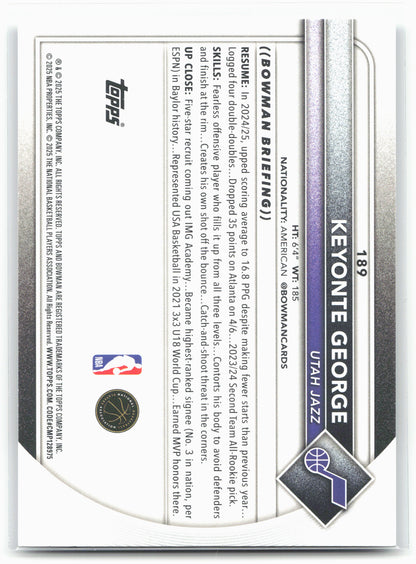 2025-26 Bowman #189 Keyonte George