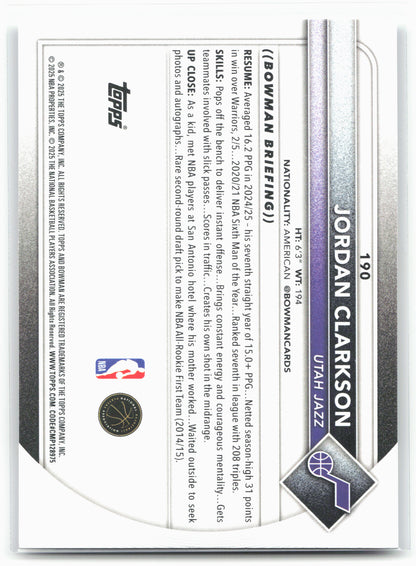 2025-26 Bowman #190 Jordan Clarkson