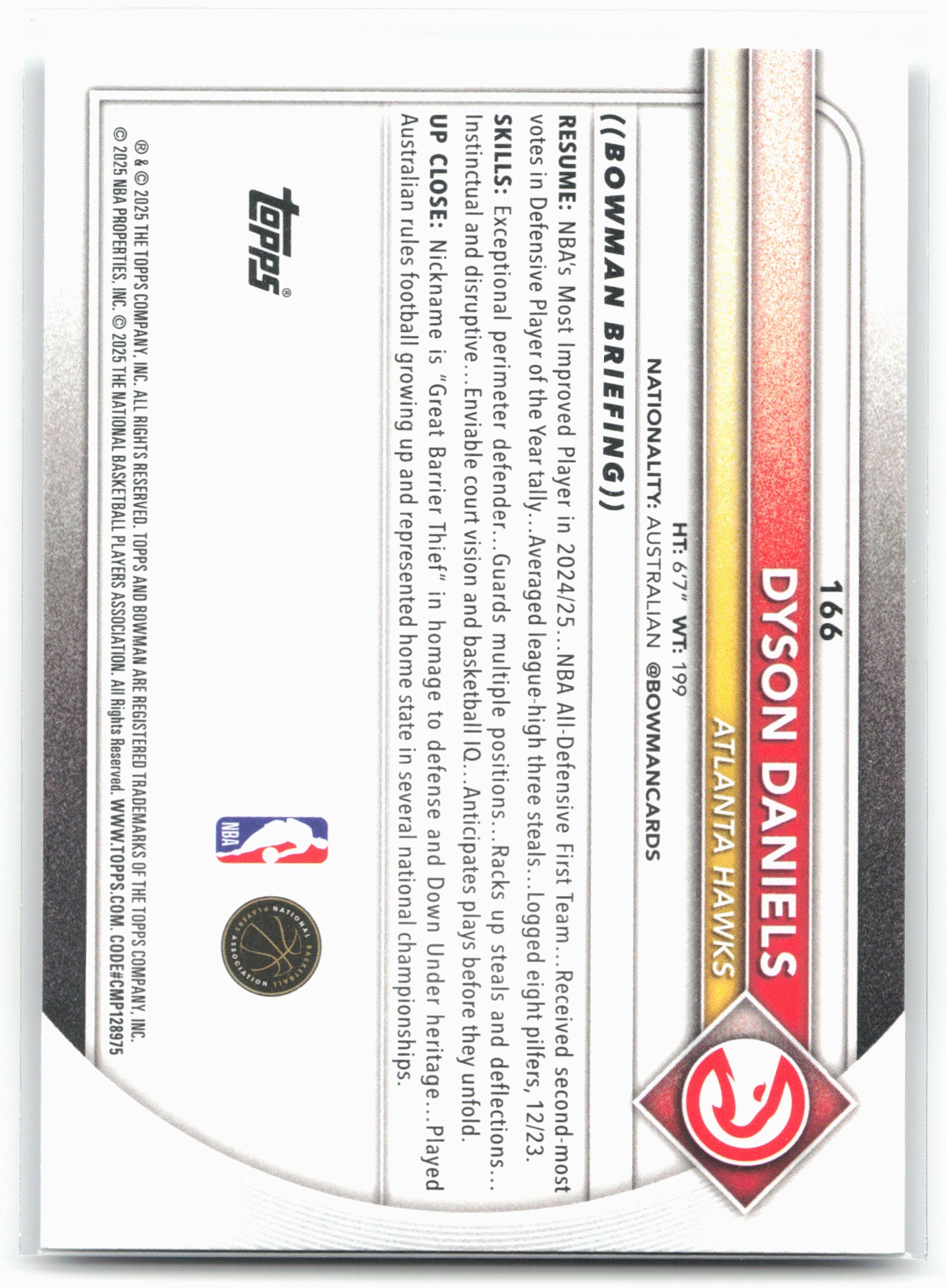 2025-26 Bowman #166 Dyson Daniels
