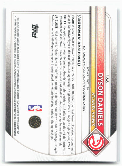 2025-26 Bowman #166 Dyson Daniels
