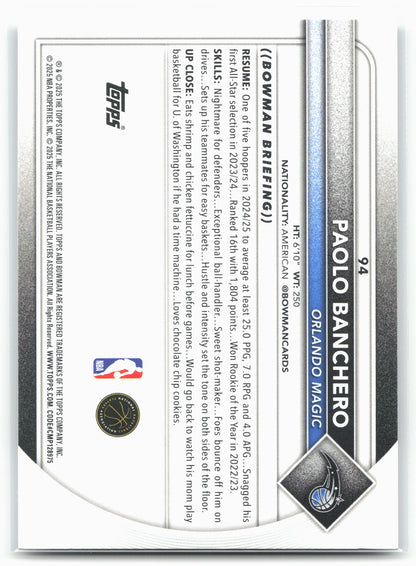 2025-26 Bowman #94 Paolo Banchero