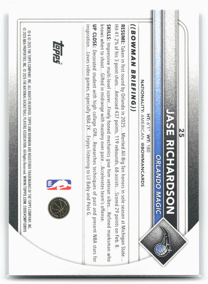2025-26 Bowman #25 Jase Richardson