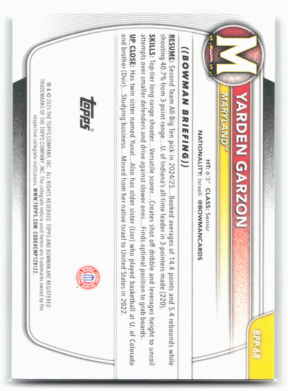 2025-26 Bowman #BPP-68 Yarden Garzon Prospects
