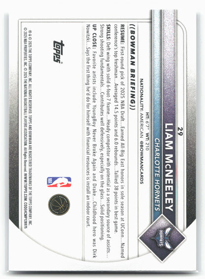2025-26 Bowman #29 Liam McNeeley
