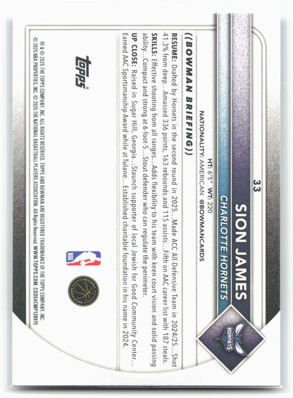 2025-26 Bowman #33 Sion James