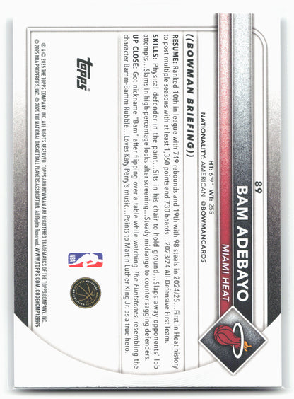 2025-26 Bowman #89 Bam Adebayo 28055