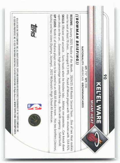 2025-26 Bowman #90 Kel'el Ware