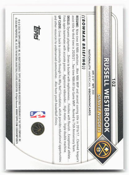 2025-26 Bowman #102 Russell Westbrook Pink Border #/175