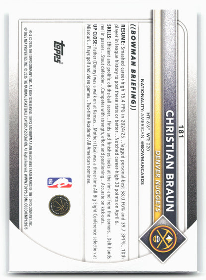 2025-26 Bowman #181 Christian Braun 28064