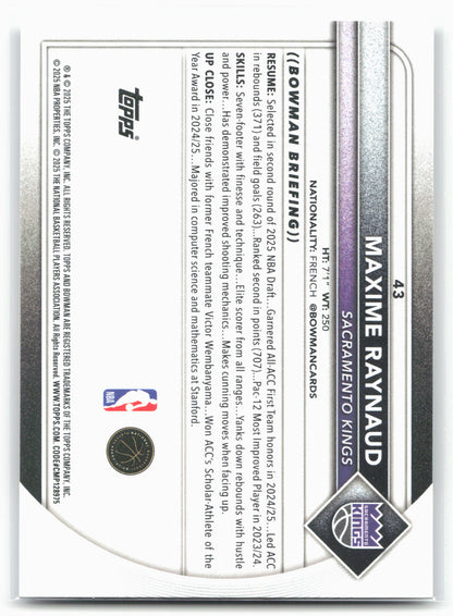 2025-26 Bowman #43 Maxime Raynaud