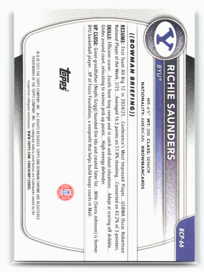 2025-26 Bowman #BCP-66 Richie Saunders Chrome Prospects