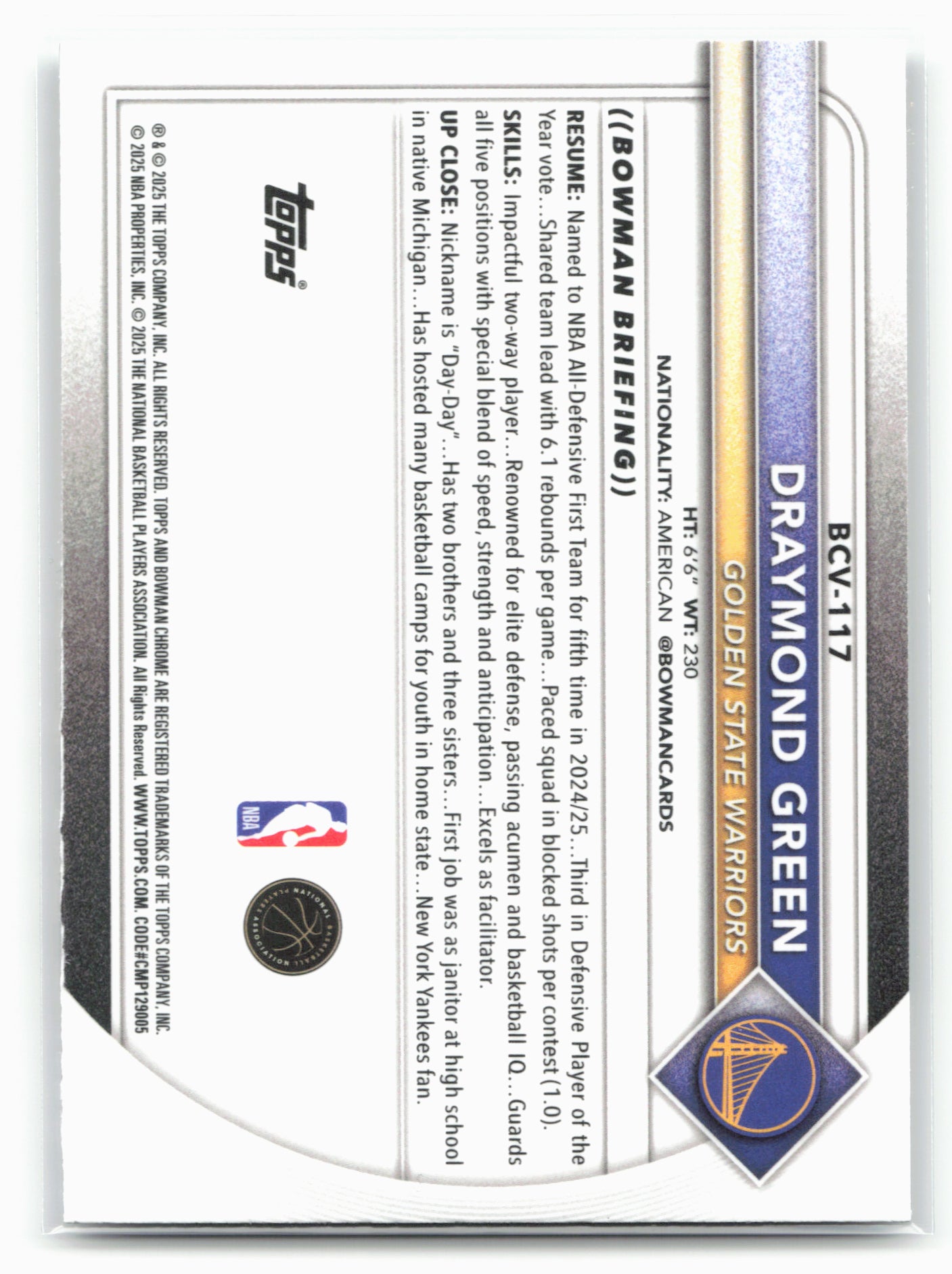 2025-26 Bowman #BCV-117 Draymond Green Chrome