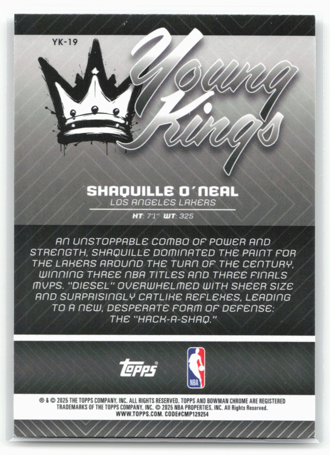 2025-26 Bowman #YK-19 Shaquille O'Neal Young Kings