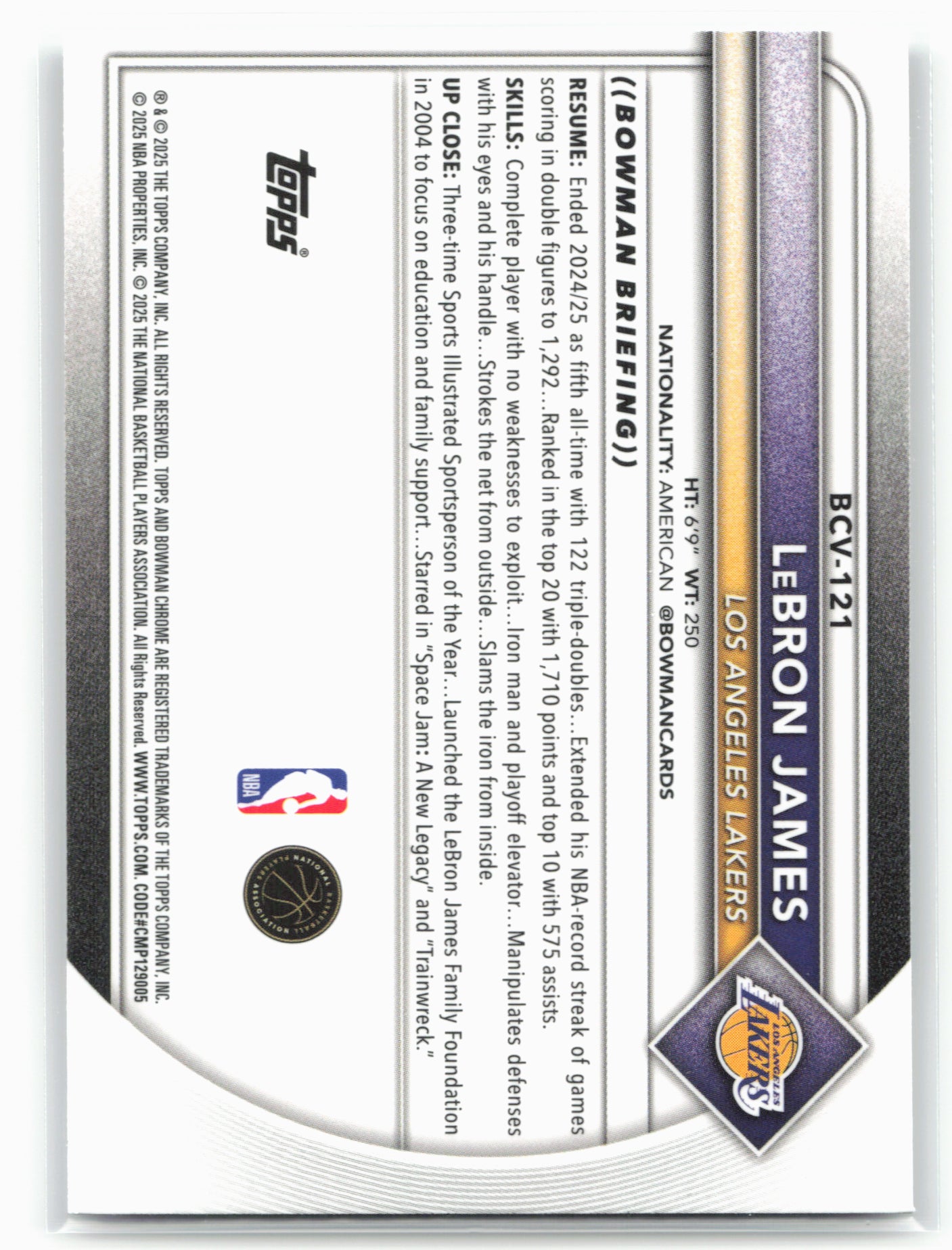 2025-26 Bowman #BCV-121 LeBron James Chrome