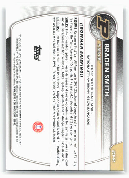 2025-26 Bowman #BCP-94 Braden Smith Chrome Prospects