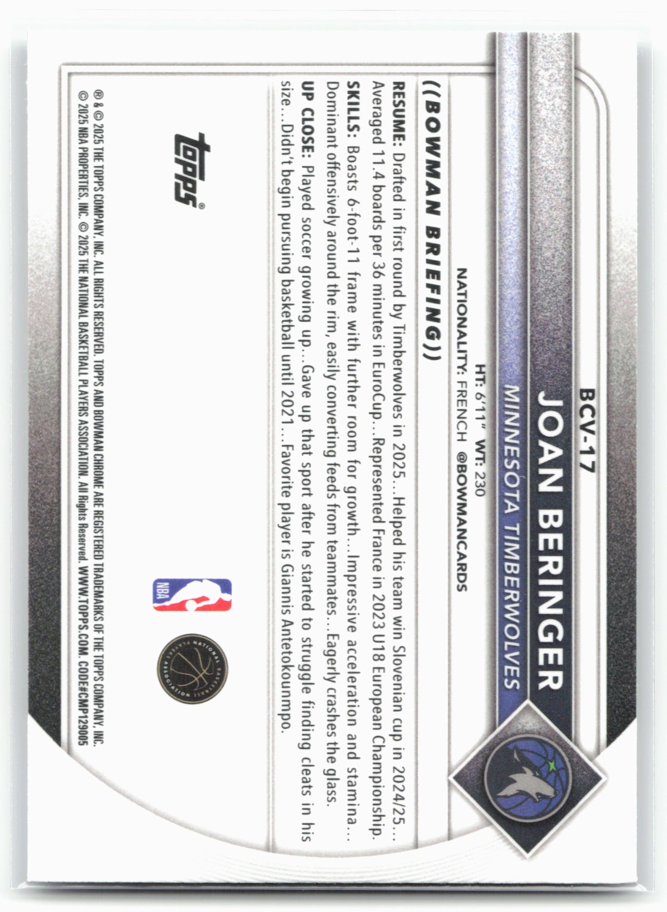 2025-26 Bowman #BCV-17 Joan Beringer Chrome