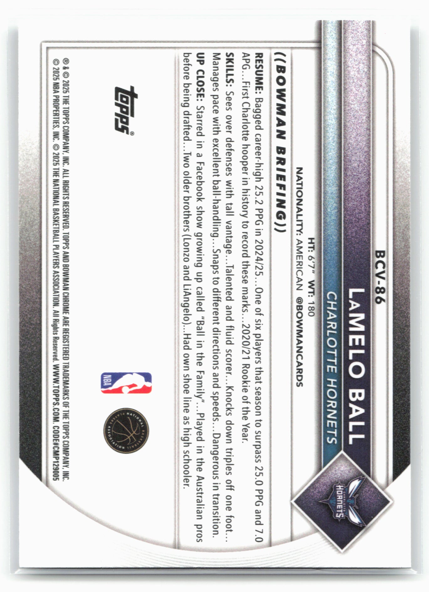 2025-26 Bowman #BCV-86 LaMelo Ball Chrome