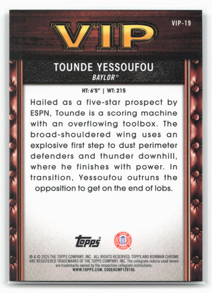 2025-26 Bowman #VIP-19 Tounde Yessoufou Very Important Prospects