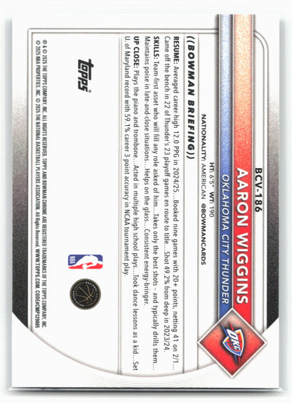 2025-26 Bowman #BCV-186 Aaron Wiggins Chrome