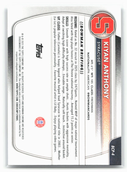 2025-26 Bowman #BCP-4 Kiyan Anthony Chrome Prospects