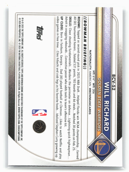 2025-26 Bowman #BCV-52 Will Richard Chrome