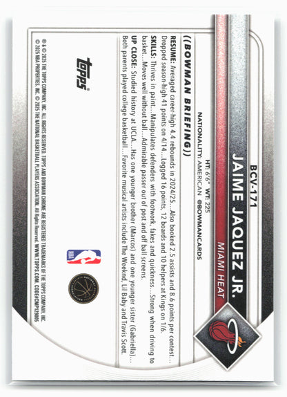 2025-26 Bowman #BCV-171 Jaime Jaquez Jr. Chrome