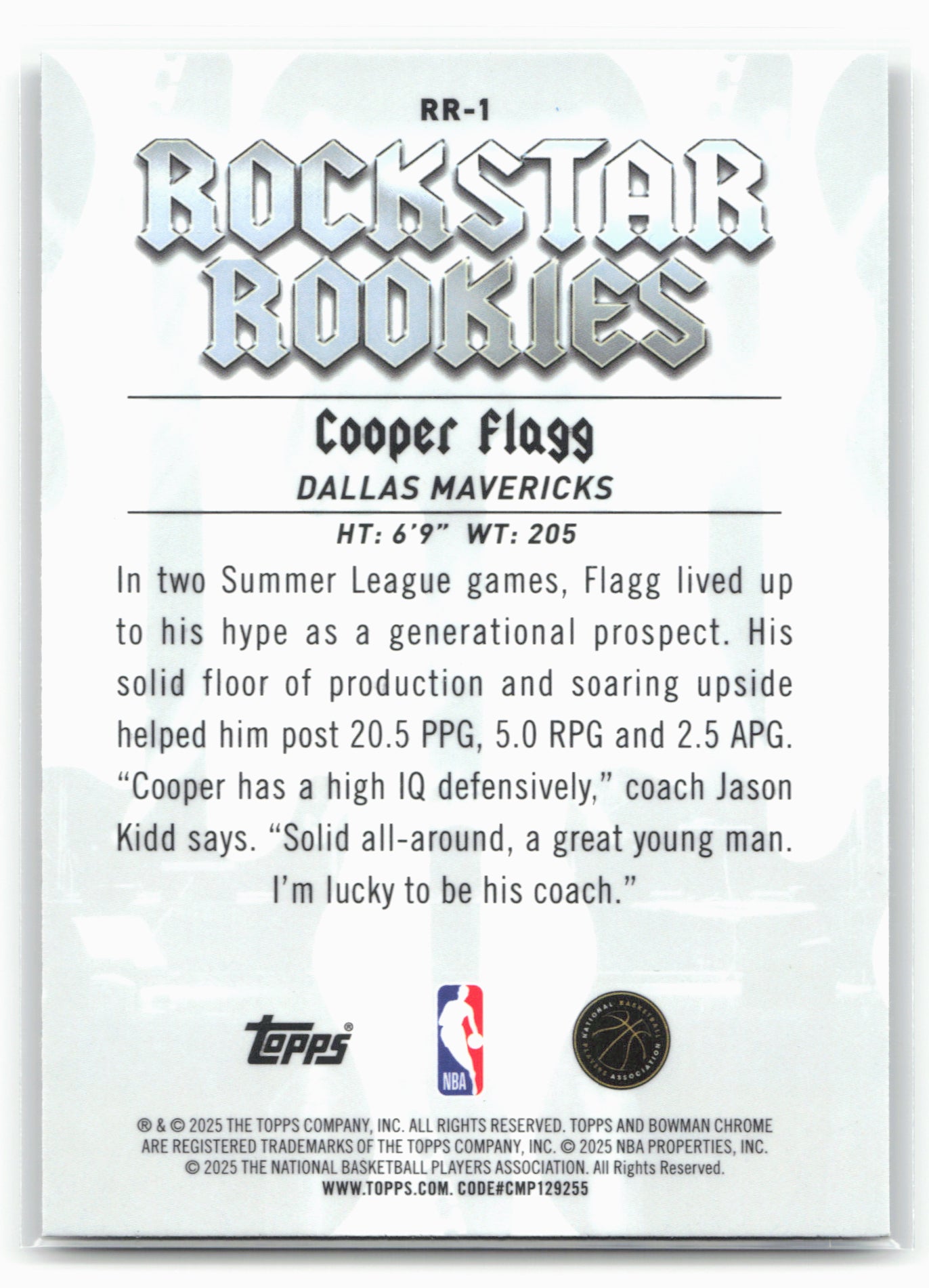 2025-26 Bowman #RR-1 Cooper Flagg Rockstar Rookies
