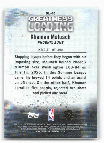 2025-26 Bowman #GL-10 Khaman Maluach Greatness Loading
